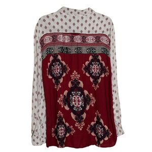 Style & Co Boho Blouse Shirt Top Tunic Mixed Print XL bv